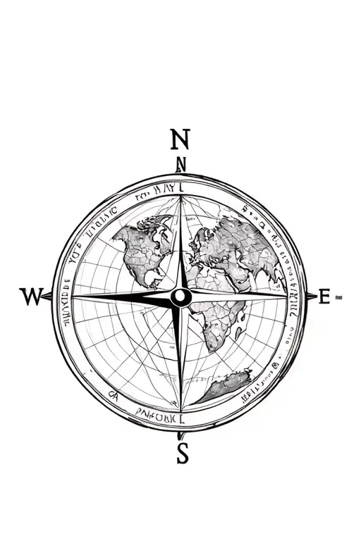 Compass With The World Map Made
