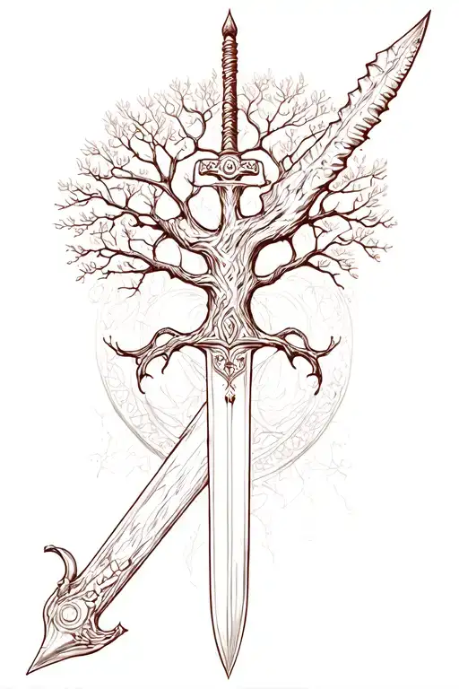 Corna And Sword And Tree Of Life