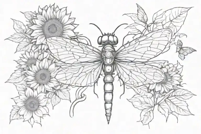 Angel Halo Dragonfly Sunflower