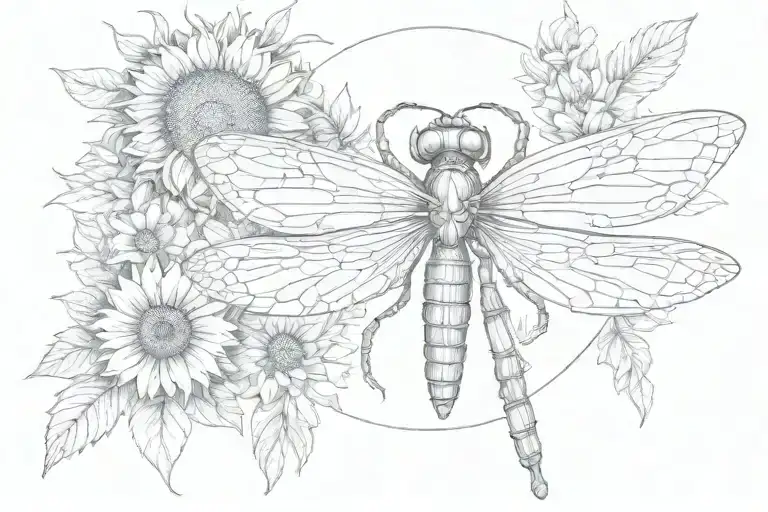 Angel Halo Dragonfly Sunflower