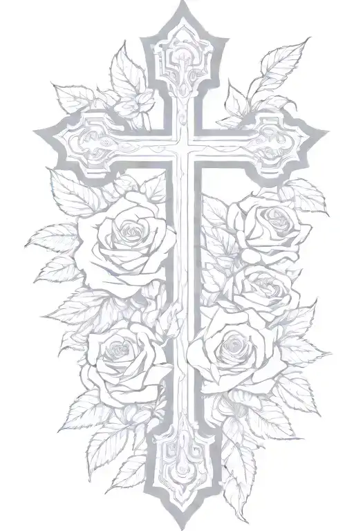 Cross With Roses Put Initials X And Y At The Top And The Date 12 - 25 - 08 On The Side