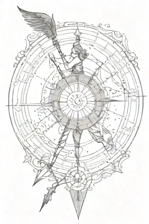 Zodiac Sing Of Aires With Arrow And Thin Lings