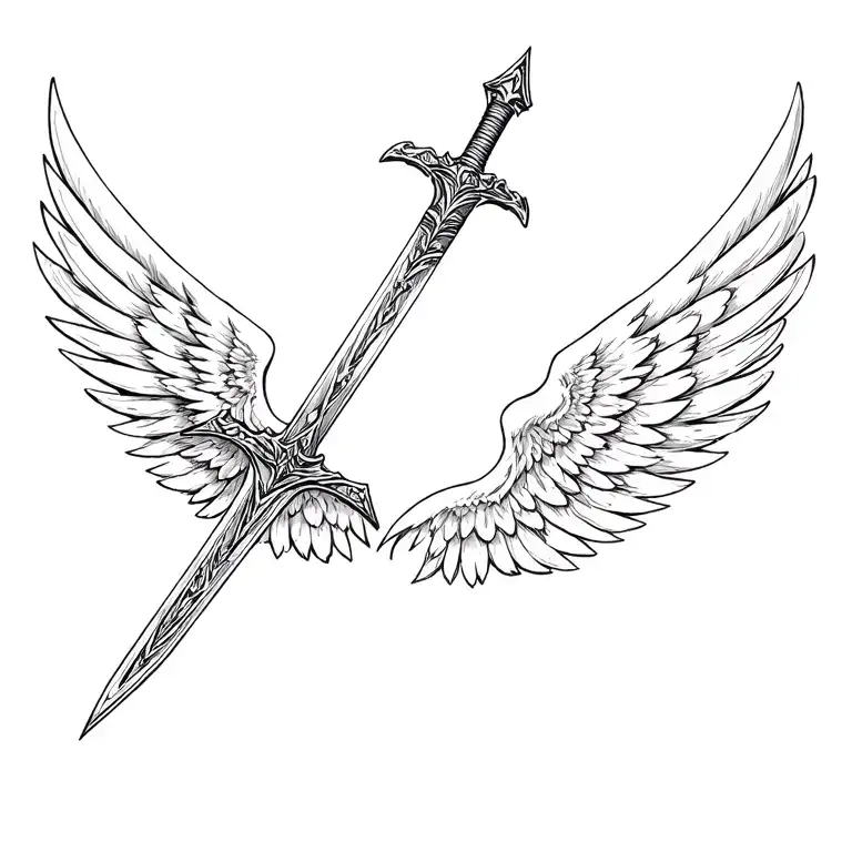 Sword With Wings Spread With