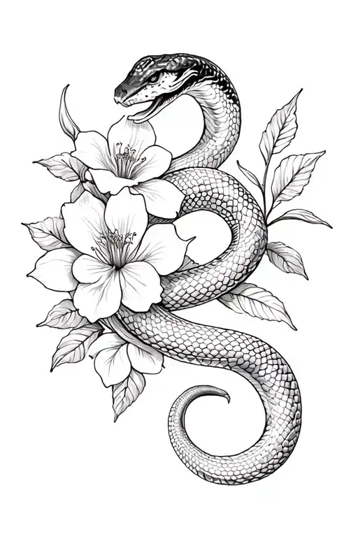 Snake In Flowers