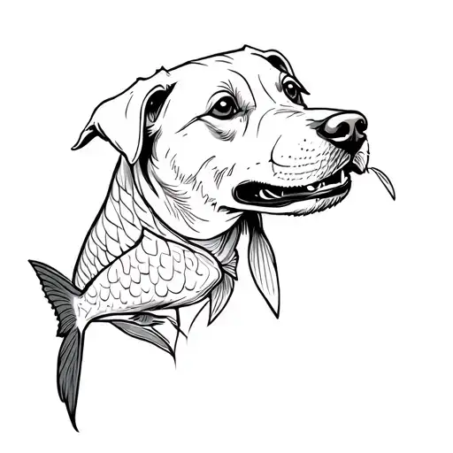 A Dog With A Fish In Its Mouth