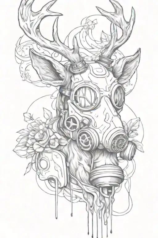 Deer With Gas Mask Surrounded