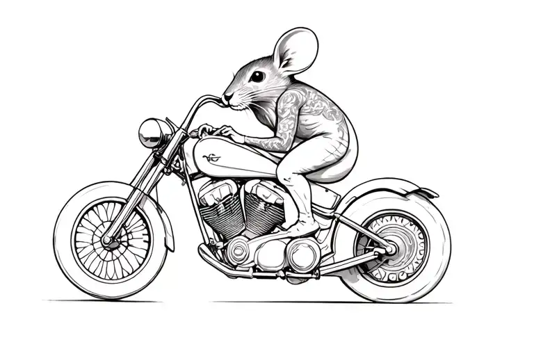Tough Mouse Riding A Vtwin Motorcycle