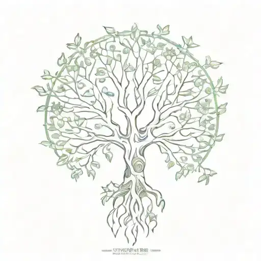 Tree Of Life With Branches And Leaves Turning Into A Lamb