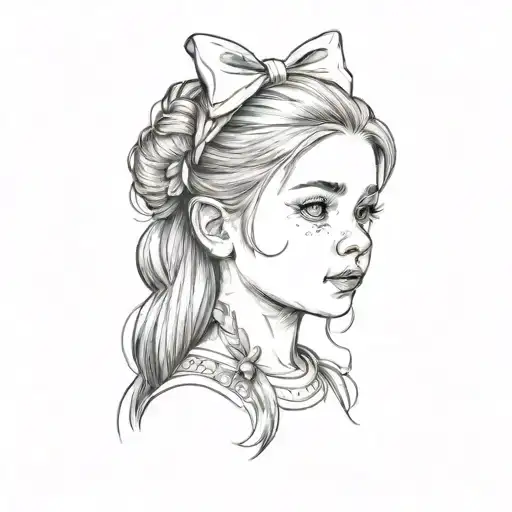 A Little Girl With A Bow In Her Hair