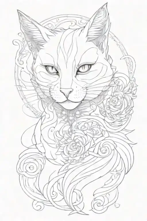 Fantasy Cat Fine Line