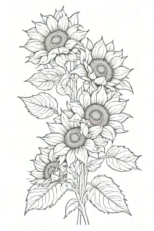 4 Sunflowers In A Diamond Outline