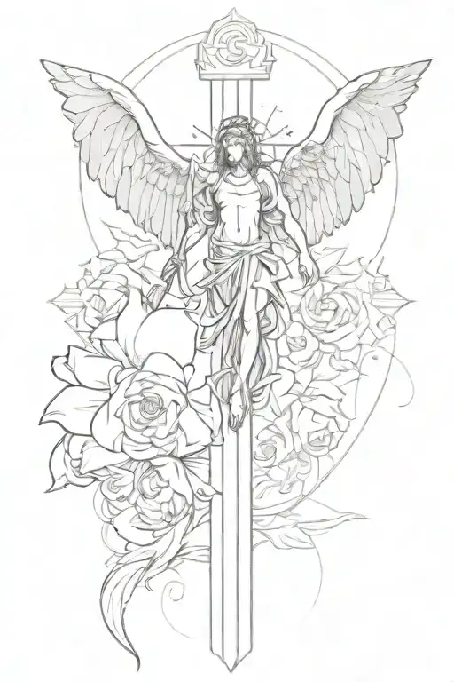 Christian Cross With Angel