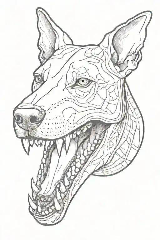 Bull Terrier Skull Grinning In Red