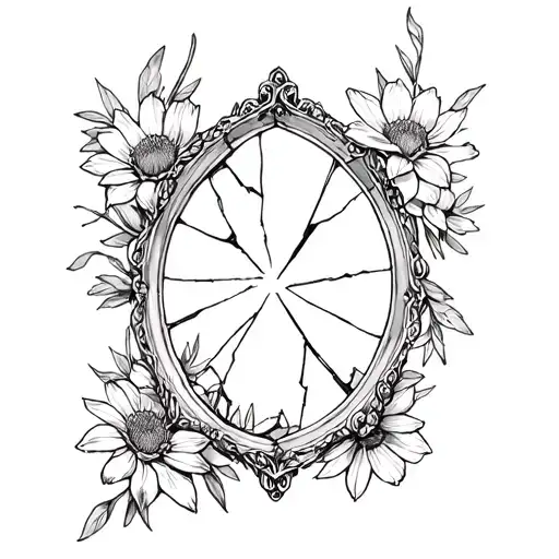 A Broken Picture Frame With Dead Flowers Around It