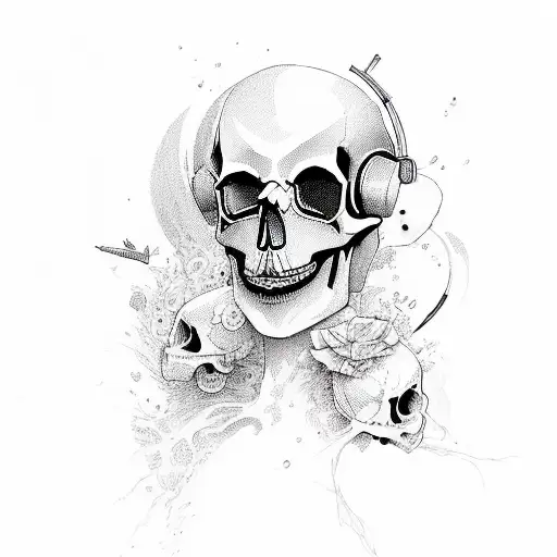 Pinup Girl Skull Watercolour