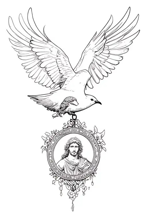 Swallow And Saint Christopher Medallion