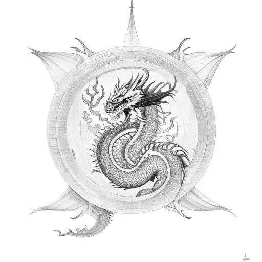 Dragon And Lotus Flower