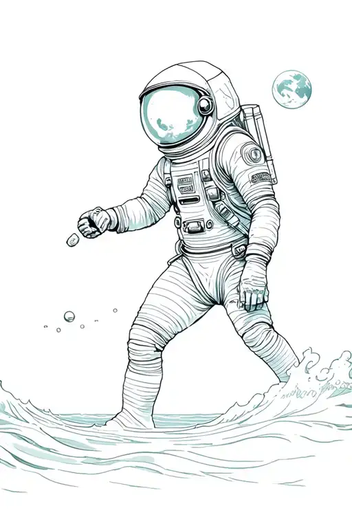 Astronot In The Ocean With The Concept Of Ad Astra Per Aspera