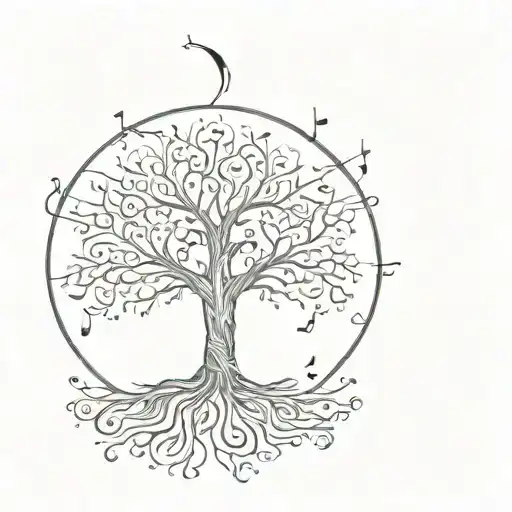 Tree Of Life And Music Notes Forming
