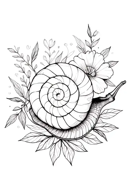 Snail And Florals Geometric Design Inspired