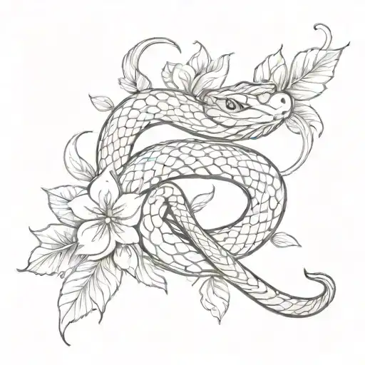 Snake With Flowers
