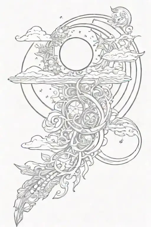 Spine Tattoo With Moon And Starts