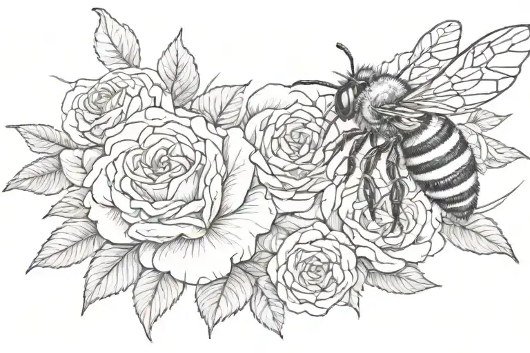 Bee And Roses