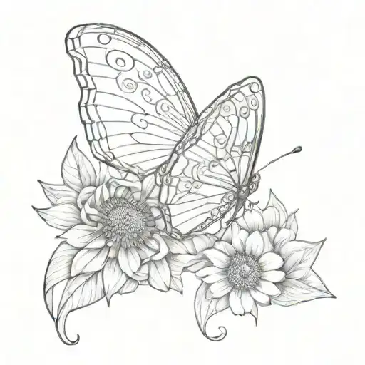 Butterfly With Half Sunflower Wing