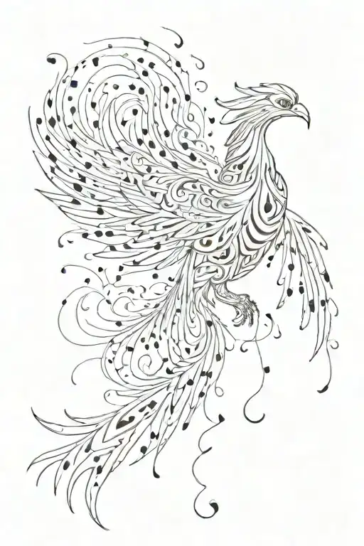 A Phoenix Made Out Of Coffee Beans And Music Notes