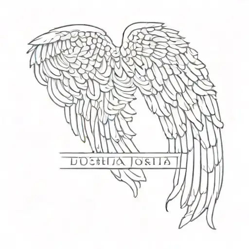Simple Angel Wings With 07 15 2005 In Roman Numerals Below The Wings And The Name Joshua