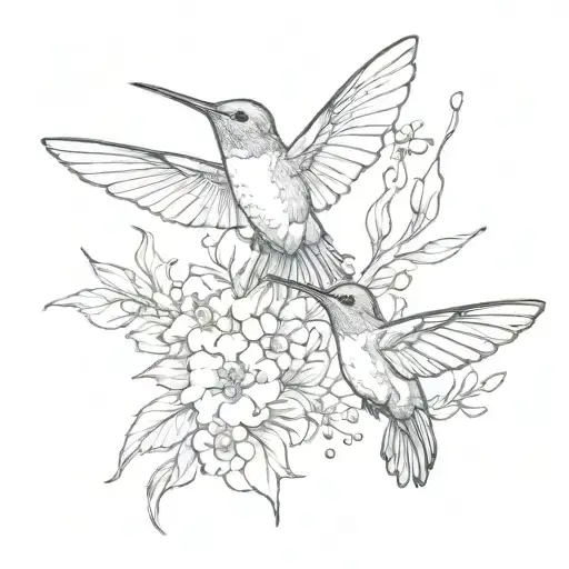 Hummingbird And Monarch Butter Fly