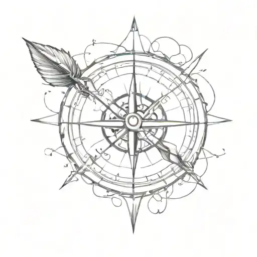 Compass With Arrow In Background That Was Lost In Time