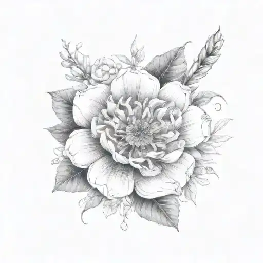 July August November Birth Flower Bouquet