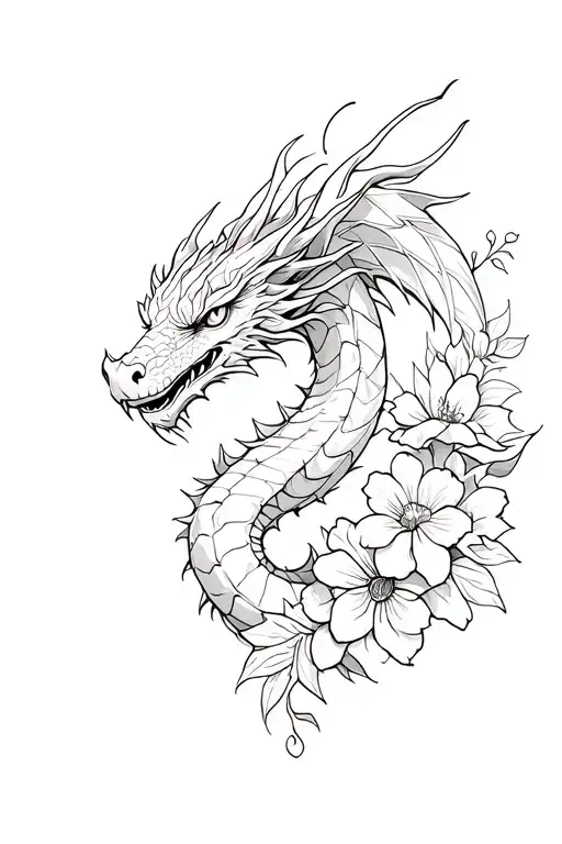 Dragon And Flowers