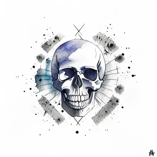 Watercolor Heart With Skull