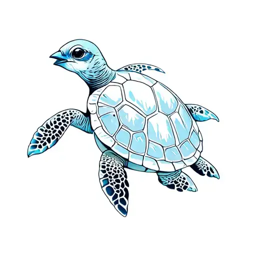 Sea Turtle With A Bluebird