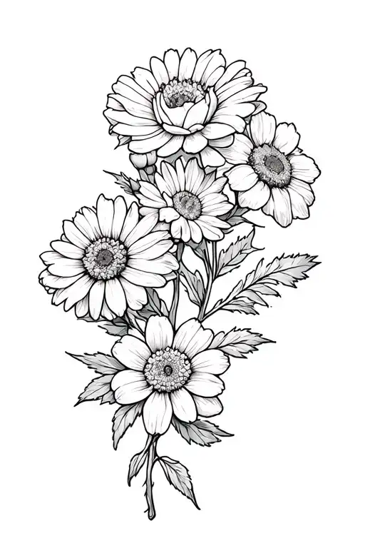 Rose Marigold Daisy Daffodil Flowers Intertwined Symbolizing