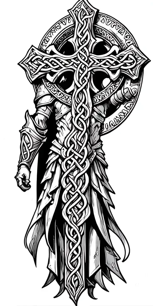 Celtic Cross Surrounded By Armor