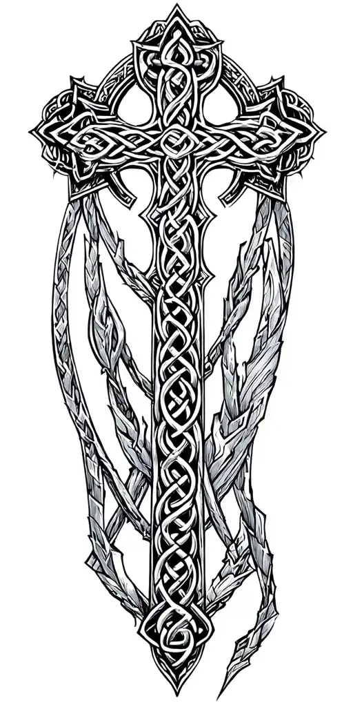 Celtic Cross Surrounded By Armor