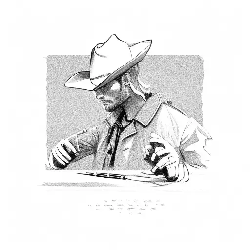 Cowboy Trench Coat With Cigarette