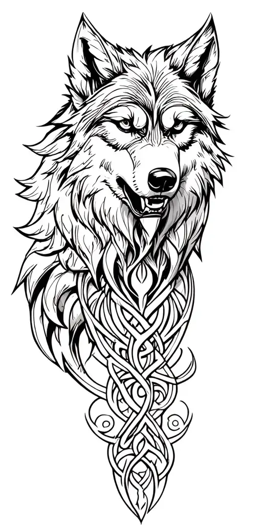 Celtic Wolf With Amour Tribal