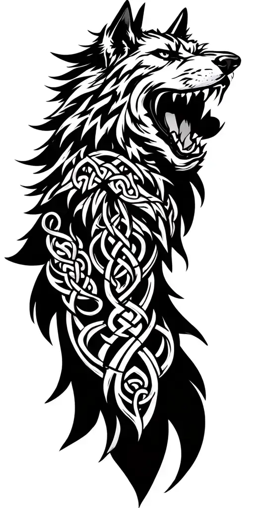 Celtic Wolf Growl With Amour