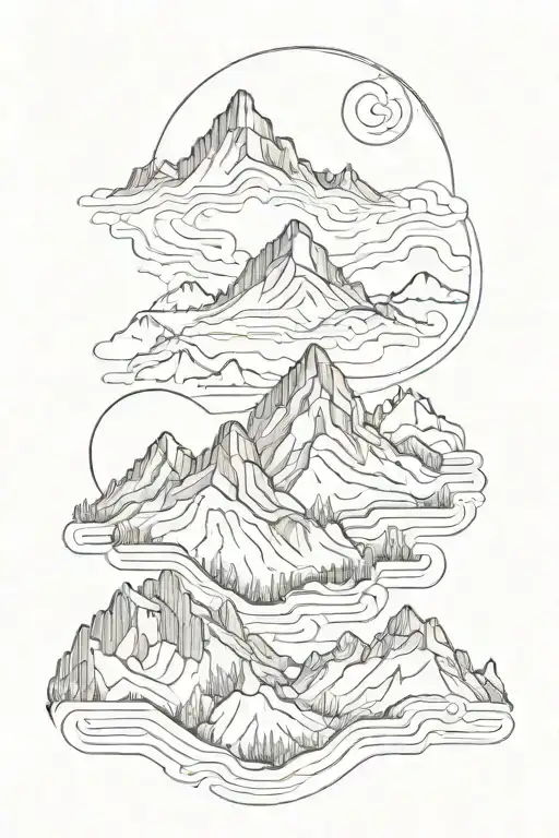 Mountain Range With A Winding