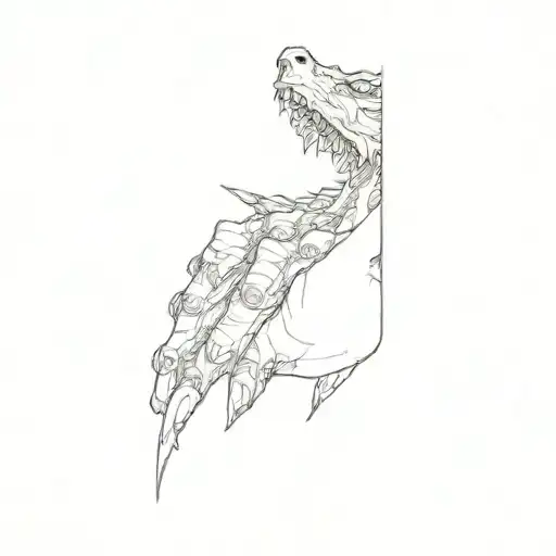 Tattoo Sketch Of A Dragon Encircled Around The Hand