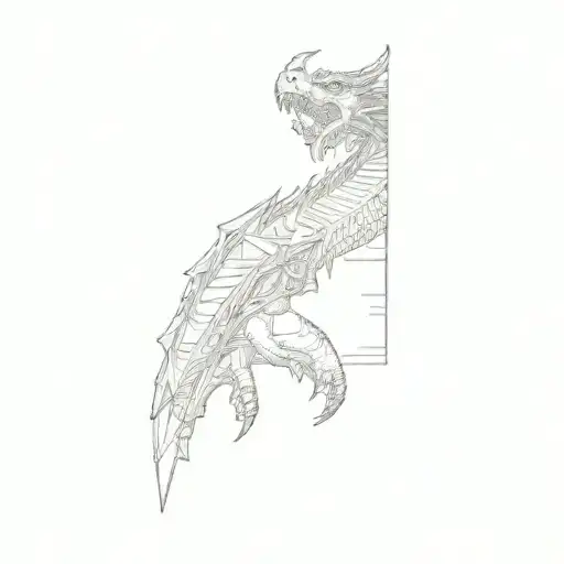 Tattoo Sketch Of A Dragon Encircled Around The Arm