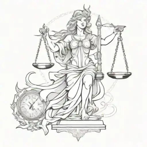 Lady Justice Holding A Dagger And Scales