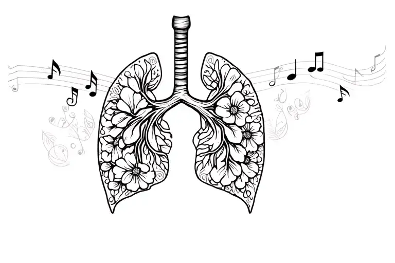 Lungs Made Of Flowers And Music Notes