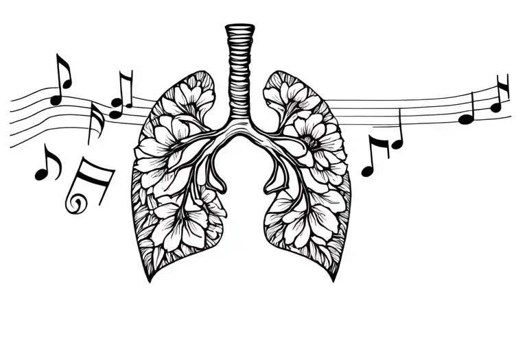 Lungs Made Of Flowers And Music Notes