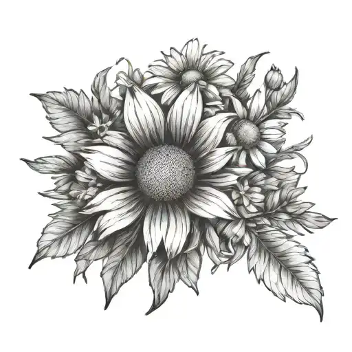 Aster Flower And Daisy Flower Bouquet Wrapped