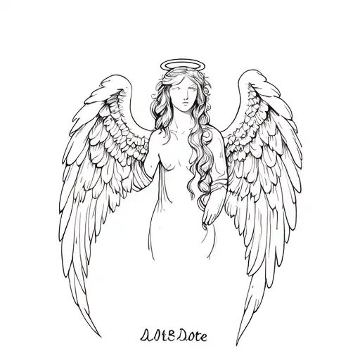 Angel Wings With Halo And Date